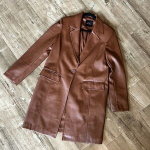Avec Les Filles Brown Faux Leather Coat Med